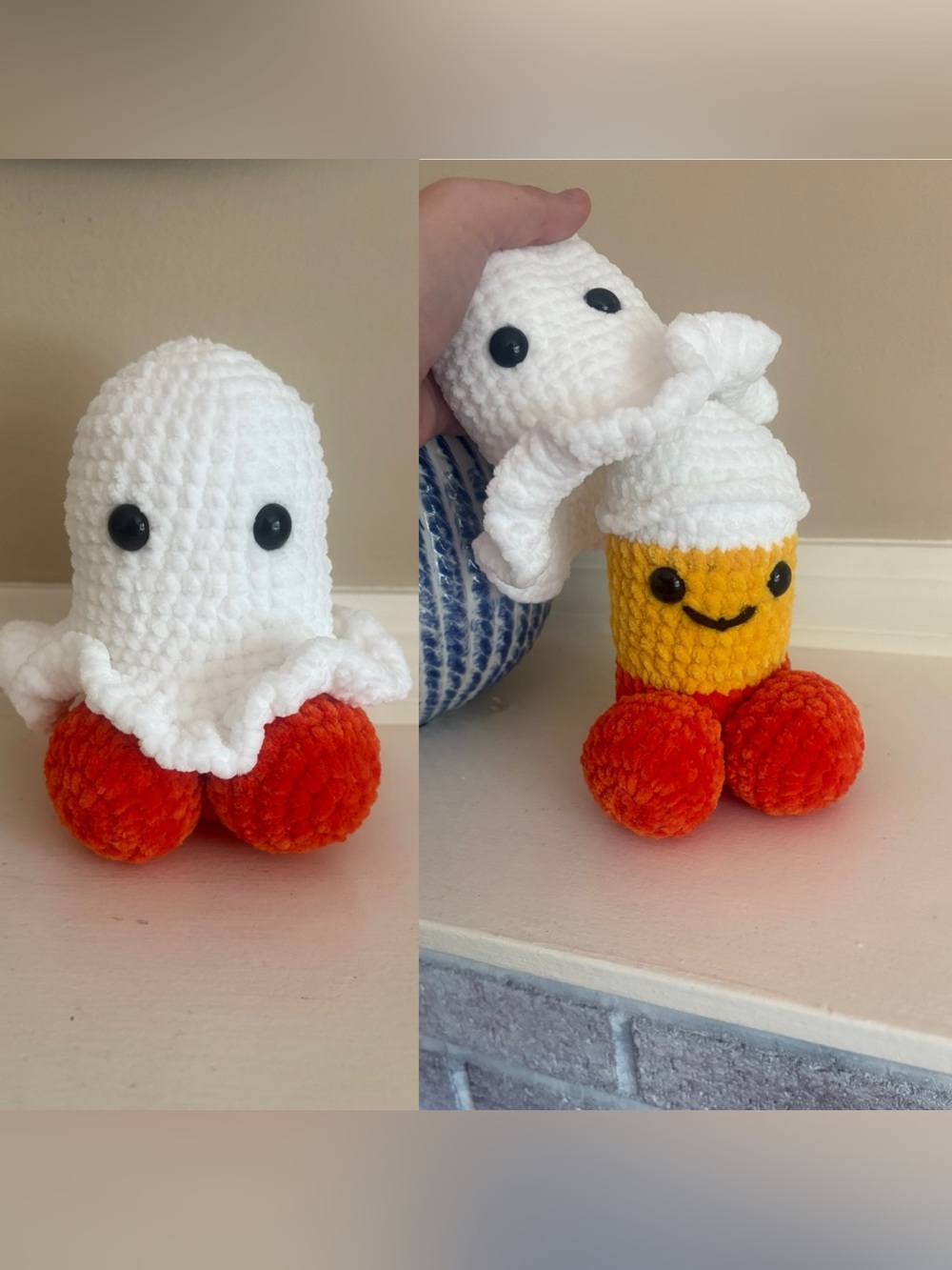 New handmade crochet ghost with hidden cheeky stuffy - Halloween